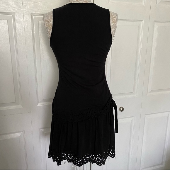 DEREK LAM IO CROSBY Black Sleeveless Cotton Dress with Lace Hem M - Picture 3 of 16